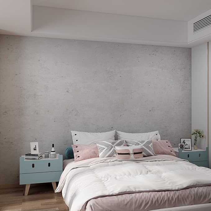 31"×1181" Extra Wide Big Thickness Grey Concrete Wallpaper Peel and Stick Waterproof Grey Concrete Contact Paper Vinyl Wrap Matte Textured Gray Cement Wall Sticker for Basement Gym Store Walls