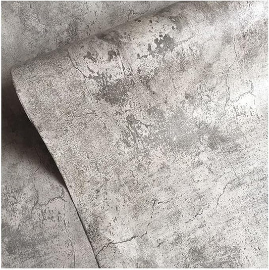 BAYYA Extra Wide Concrete Textured Wallpaper Peel Stick Light Grey Matte Thicken 31.5"x 591" Retro Industrial Style Contact Paper Waterproof Self-Adhesive Cement Wall Sticker Vinyl Wrap