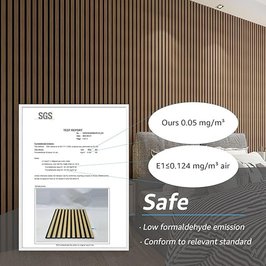 Art3d 4-Piece Wood Slat Acoustic Panels for Stylish Decor and Noise Reduction, 3D Textured Panel for Ceiling and Wall, Walnut